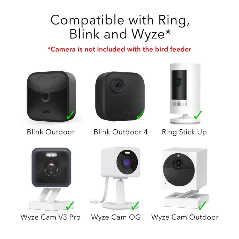 واسيرستين حافظة كاميرا Wasserstein Bird Feeder متوافقة مع كاميرات Blink Wyze & Ring الأمنية بما في ذلك Blink Outdoor 4 Wyze Cam OG وكاميرا Ring Stick Up (الكاميرا غير متضمنة) - Image 3
